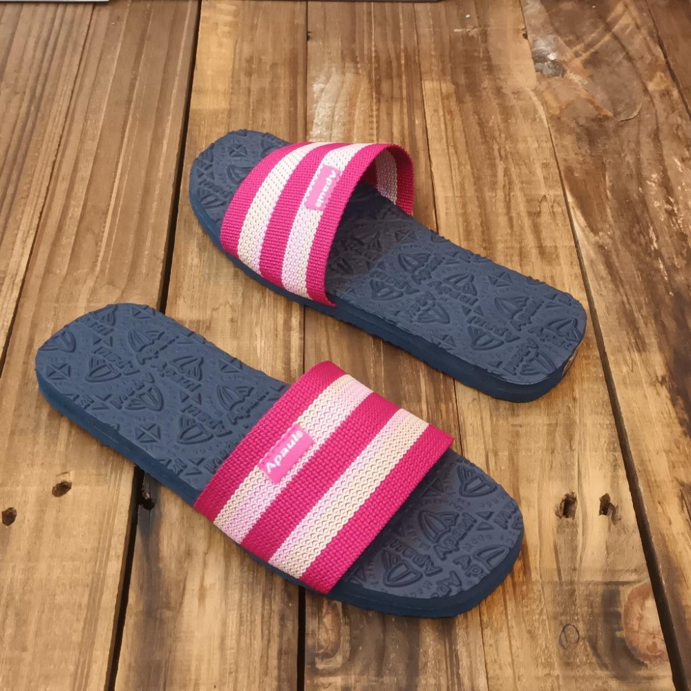 【APAUL 雅鉑】12206 桃粉/藍 雅鉑紋一字拖 親子拖鞋 韓風拖鞋 時尚拖鞋 止滑拖鞋-細節圖2