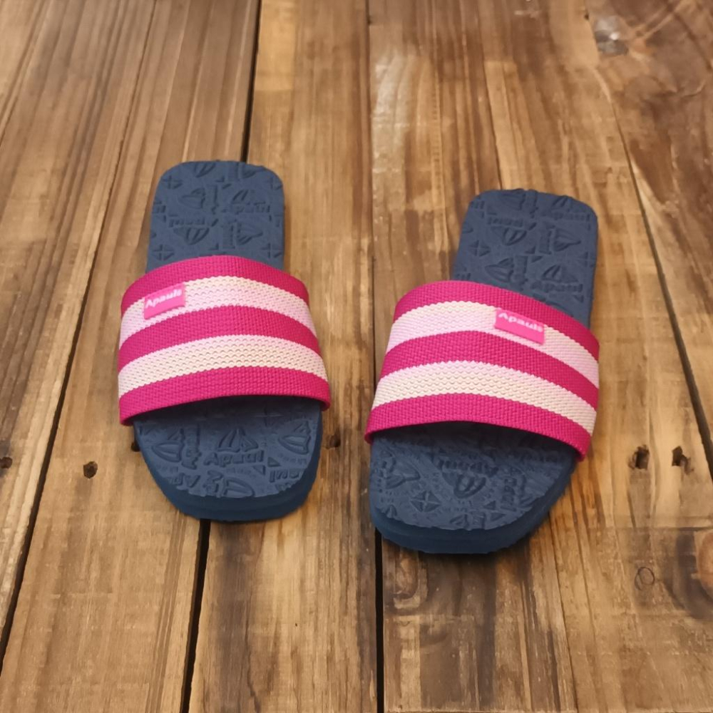 【APAUL 雅鉑】12206 桃粉/藍 雅鉑紋一字拖 親子拖鞋 韓風拖鞋 時尚拖鞋 止滑拖鞋-細節圖3