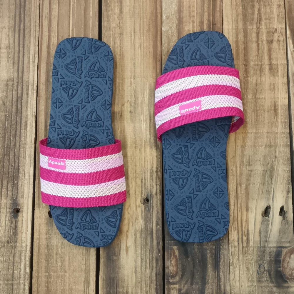 【APAUL 雅鉑】12206 桃粉/藍 雅鉑紋一字拖 親子拖鞋 韓風拖鞋 時尚拖鞋 止滑拖鞋-細節圖4