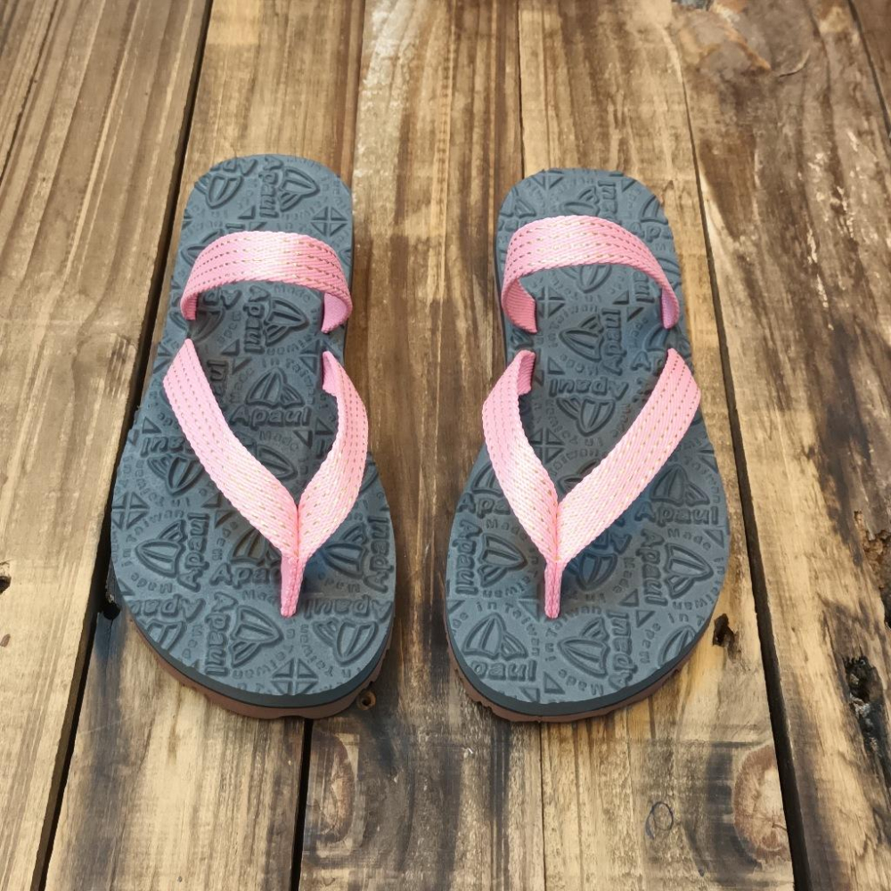 【APAUL雅鉑品牌鞋】52401-3 粉/灰 繽紛涼拖鞋 手作涼拖鞋 經典涼拖鞋 男女款涼拖鞋-細節圖2