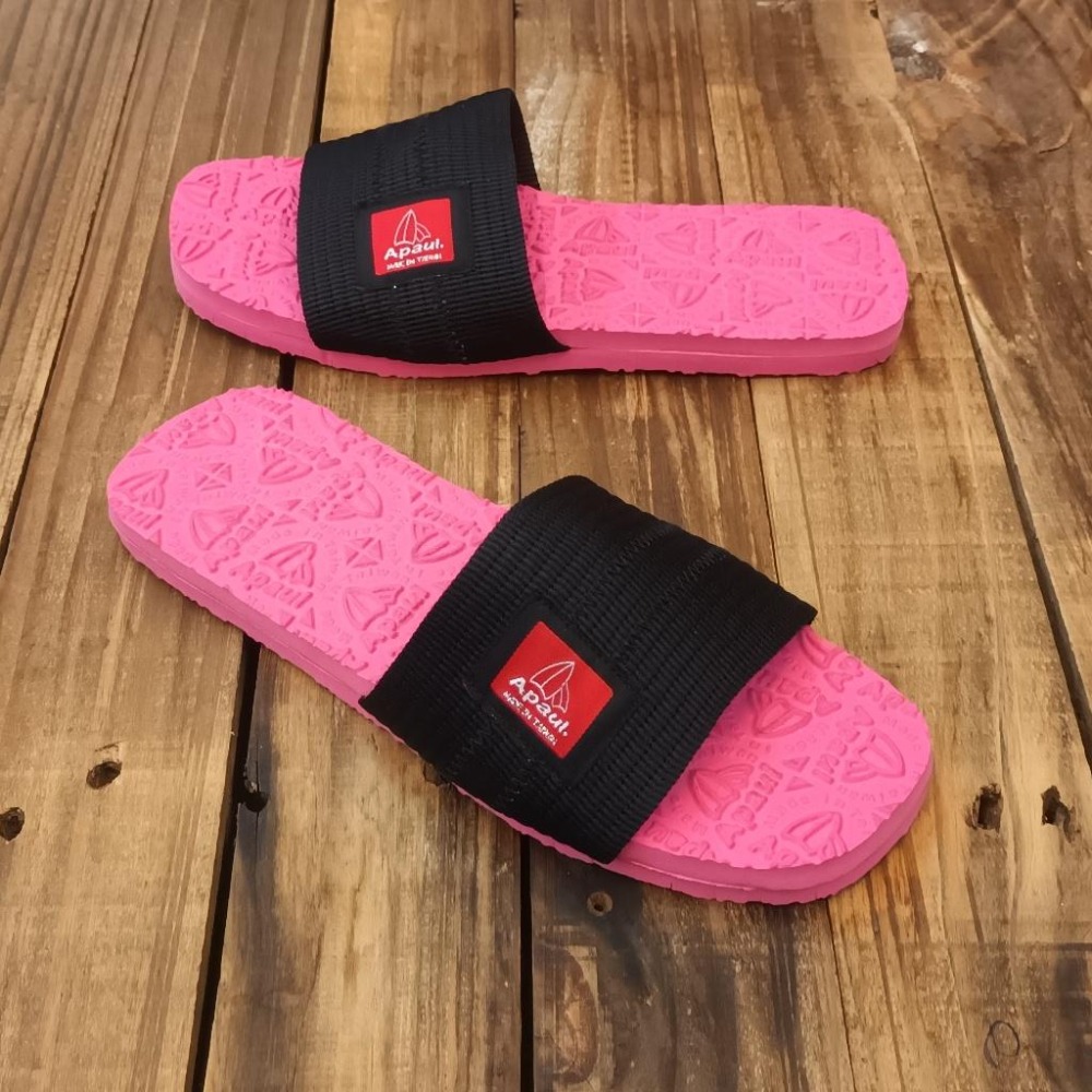 【APAUL 雅鉑】12205-7 黑/桃  雅鉑紋一字拖 親子拖鞋 韓風拖鞋 時尚拖鞋 止滑拖鞋-細節圖3