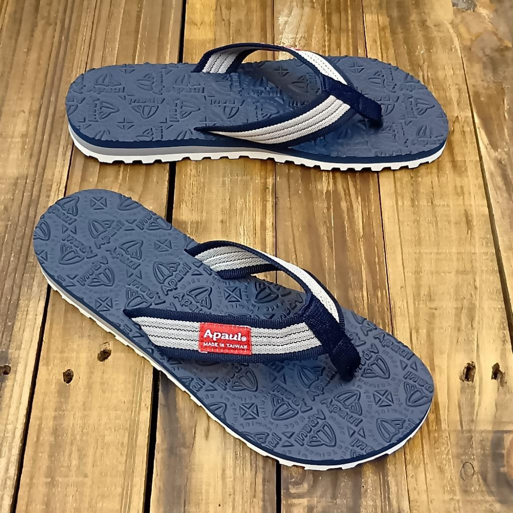 【APAUL雅鉑客製鞋】32402-3 藍米/藍 男 雅鉑夾腳拖 加厚彈性拖鞋 親子橡膠拖鞋 立體紋橡膠拖鞋-細節圖3
