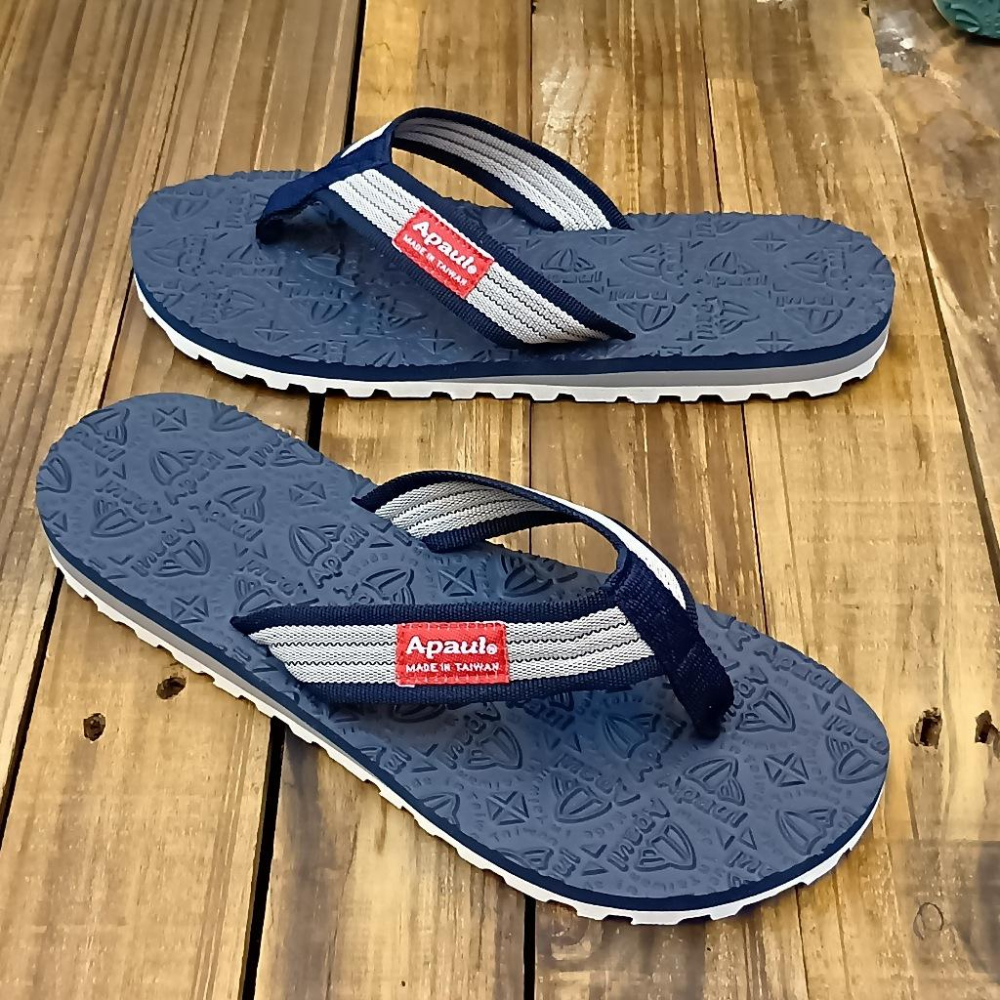 【APAUL雅鉑客製鞋】32402-3 藍米/藍 男 雅鉑夾腳拖 加厚彈性拖鞋 親子橡膠拖鞋 立體紋橡膠拖鞋-細節圖5