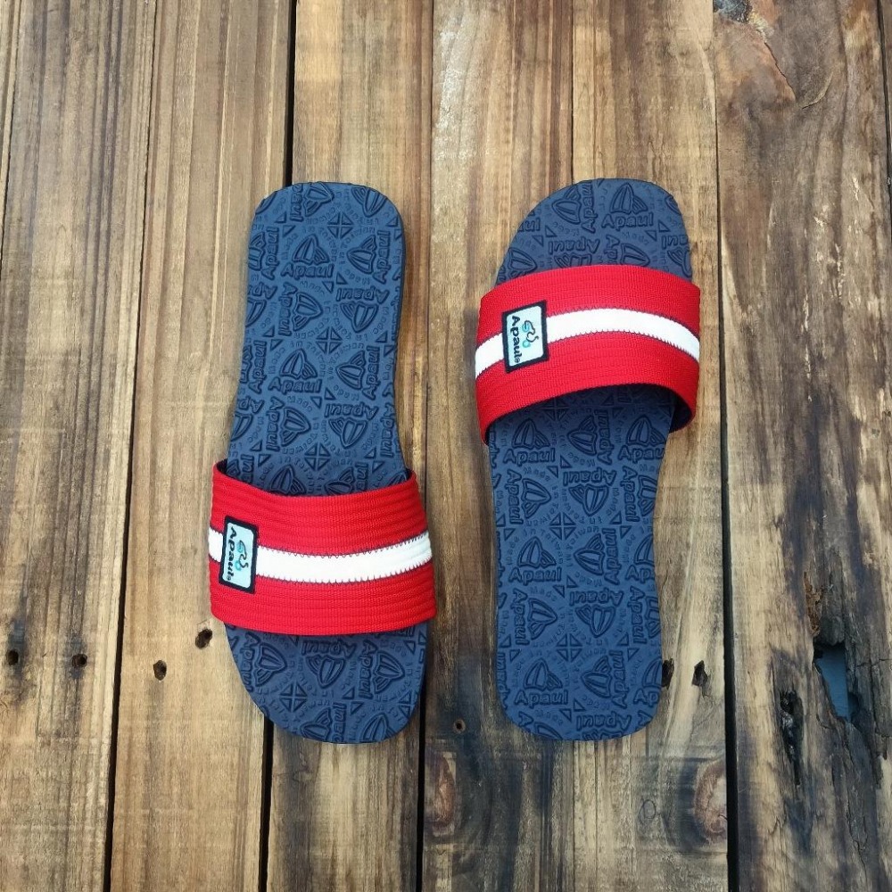 【APAUL 雅鉑】12207-7 紅/藍 雅鉑紋一字拖 親子拖鞋 韓風拖鞋 時尚拖鞋 止滑拖鞋-細節圖3