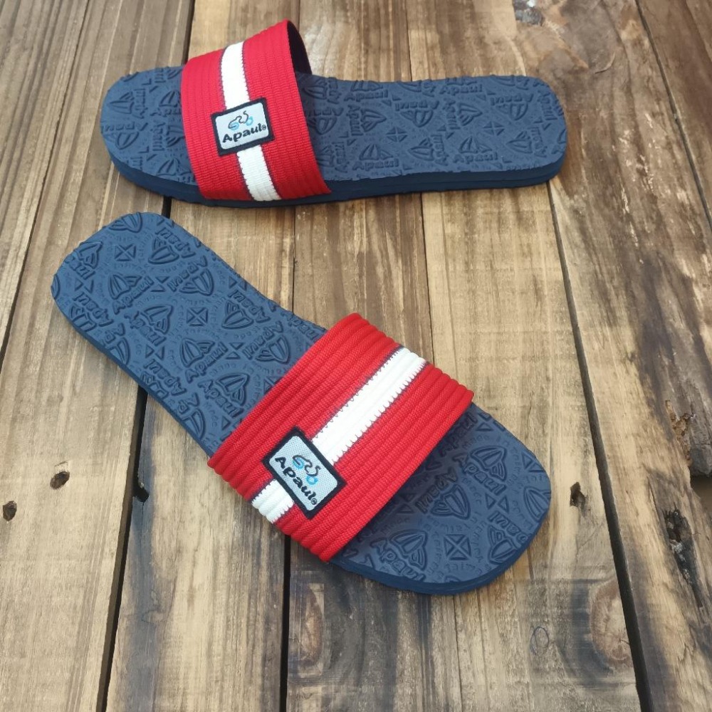 【APAUL 雅鉑】12207-7 紅/藍 雅鉑紋一字拖 親子拖鞋 韓風拖鞋 時尚拖鞋 止滑拖鞋-細節圖4