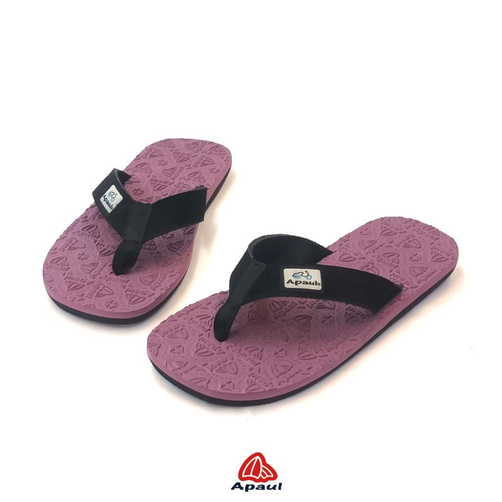 【APAUL雅鉑】32318-2 黑/紫 皮革夾腳拖 反毛皮彈性夾腳拖 超寬版訂製夾腳拖 大腳丫夾腳拖-細節圖2