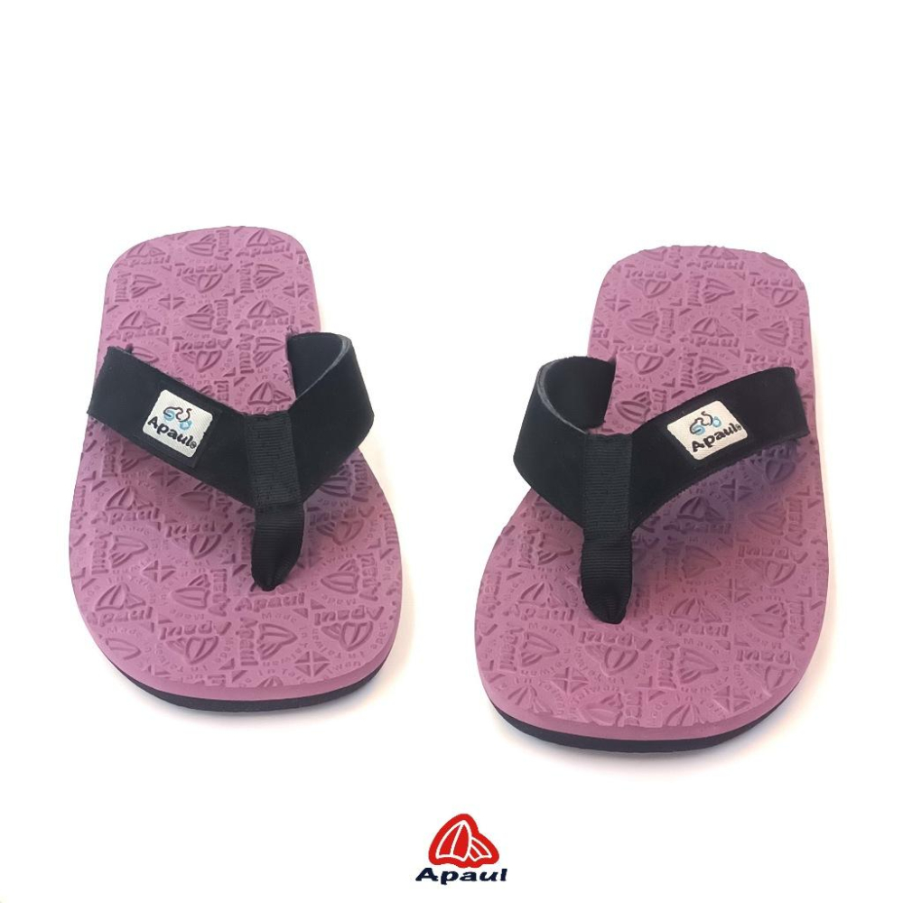 【APAUL雅鉑】32318-2 黑/紫 皮革夾腳拖 反毛皮彈性夾腳拖 超寬版訂製夾腳拖 大腳丫夾腳拖-細節圖3