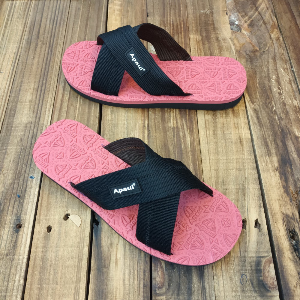 【APAUL 雅鉑】22401 綠與紅  寬鞋帶拖鞋 寬版交叉拖鞋 深紋加厚拖鞋-細節圖4