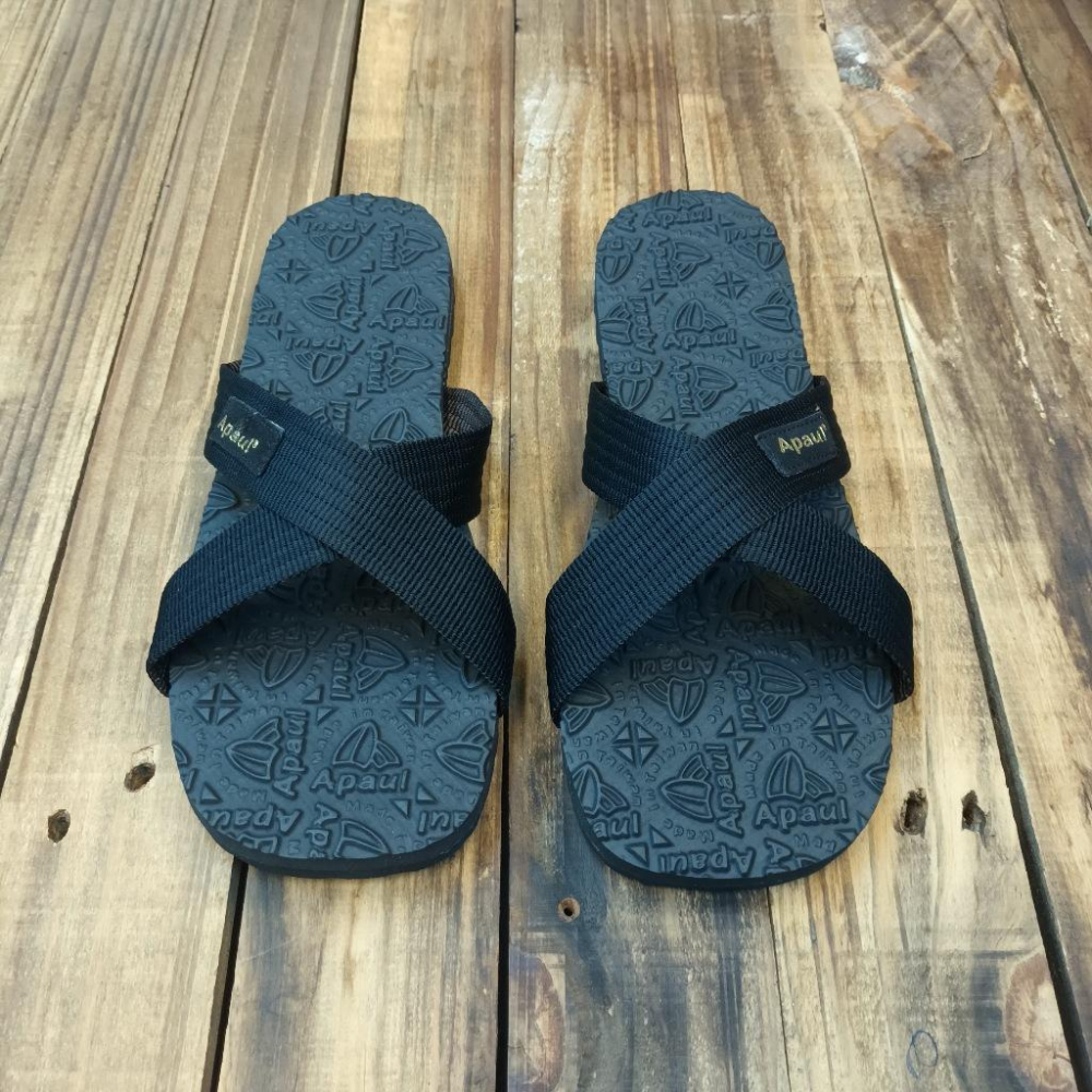 【APAUL 雅鉑】22403 全黑 雅鉑紋拖鞋 交叉拖鞋 親子橡膠拖鞋 超級止滑拖鞋-細節圖2