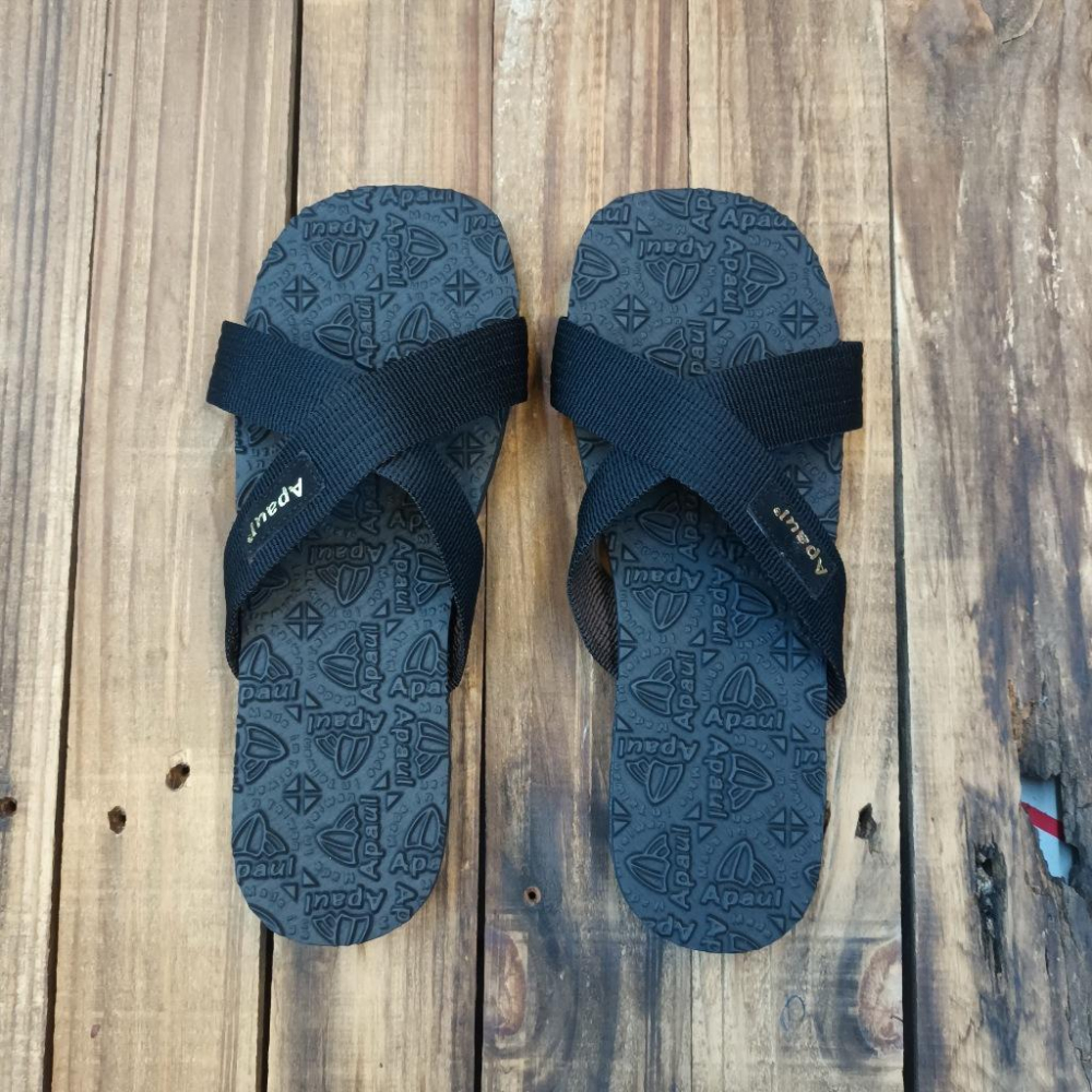 【APAUL 雅鉑】22403 全黑 雅鉑紋拖鞋 交叉拖鞋 親子橡膠拖鞋 超級止滑拖鞋-細節圖4