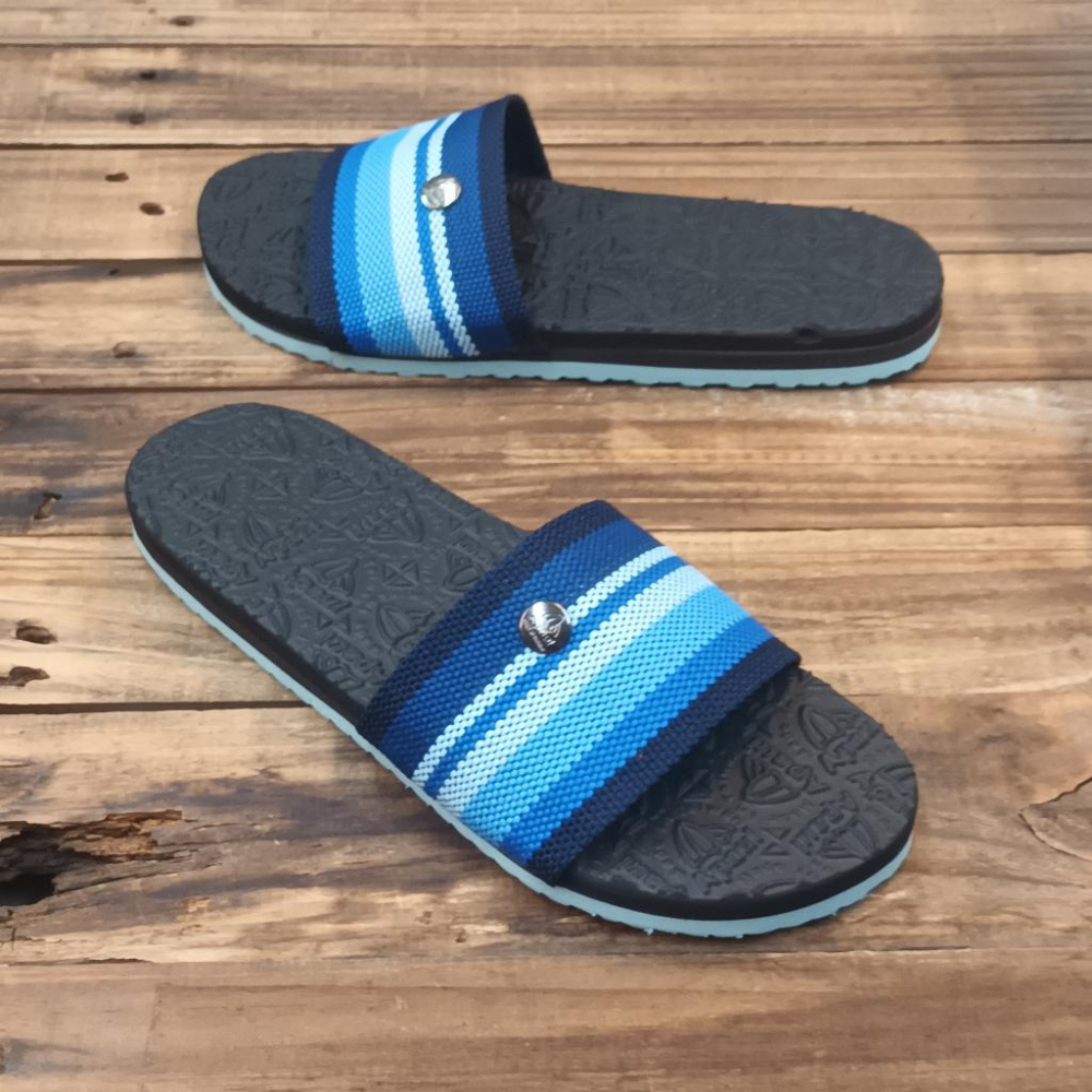 【APAUL雅鉑】12302-2-藍/黑 運動風拖鞋 條紋一字拖鞋 橡膠止滑拖鞋-細節圖2
