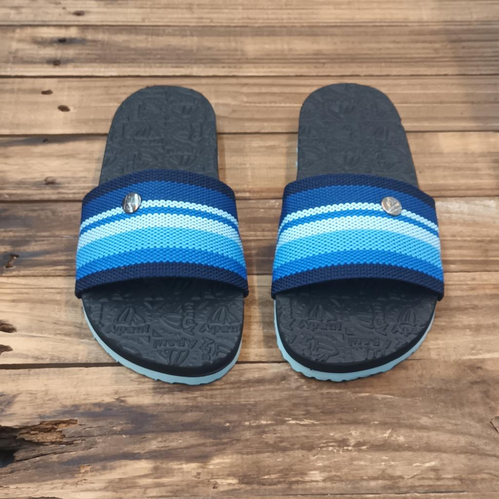 【APAUL雅鉑】12302-2-藍/黑 運動風拖鞋 條紋一字拖鞋 橡膠止滑拖鞋-細節圖3