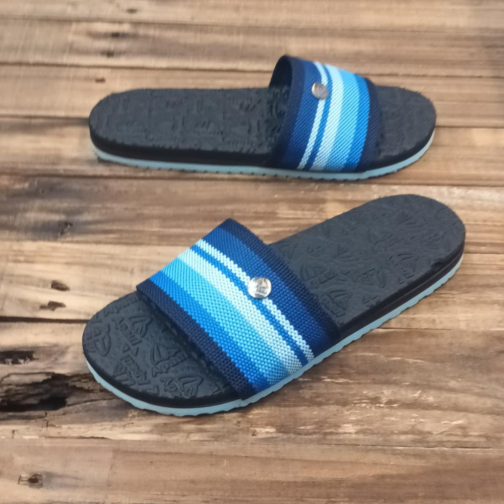 【APAUL雅鉑】12302-2-藍/黑 運動風拖鞋 條紋一字拖鞋 橡膠止滑拖鞋-細節圖4
