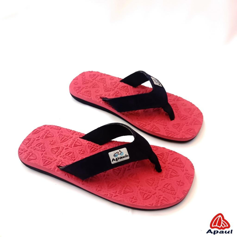 【APAUL雅鉑】32318-6 深藍/酒紅 皮革夾腳拖 反毛皮彈性夾腳拖 超寬版訂製夾腳拖 大腳丫夾腳拖-細節圖2