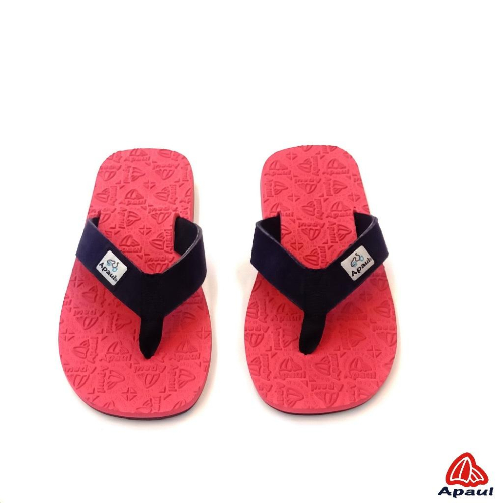 【APAUL雅鉑】32318-6 深藍/酒紅 皮革夾腳拖 反毛皮彈性夾腳拖 超寬版訂製夾腳拖 大腳丫夾腳拖-細節圖3