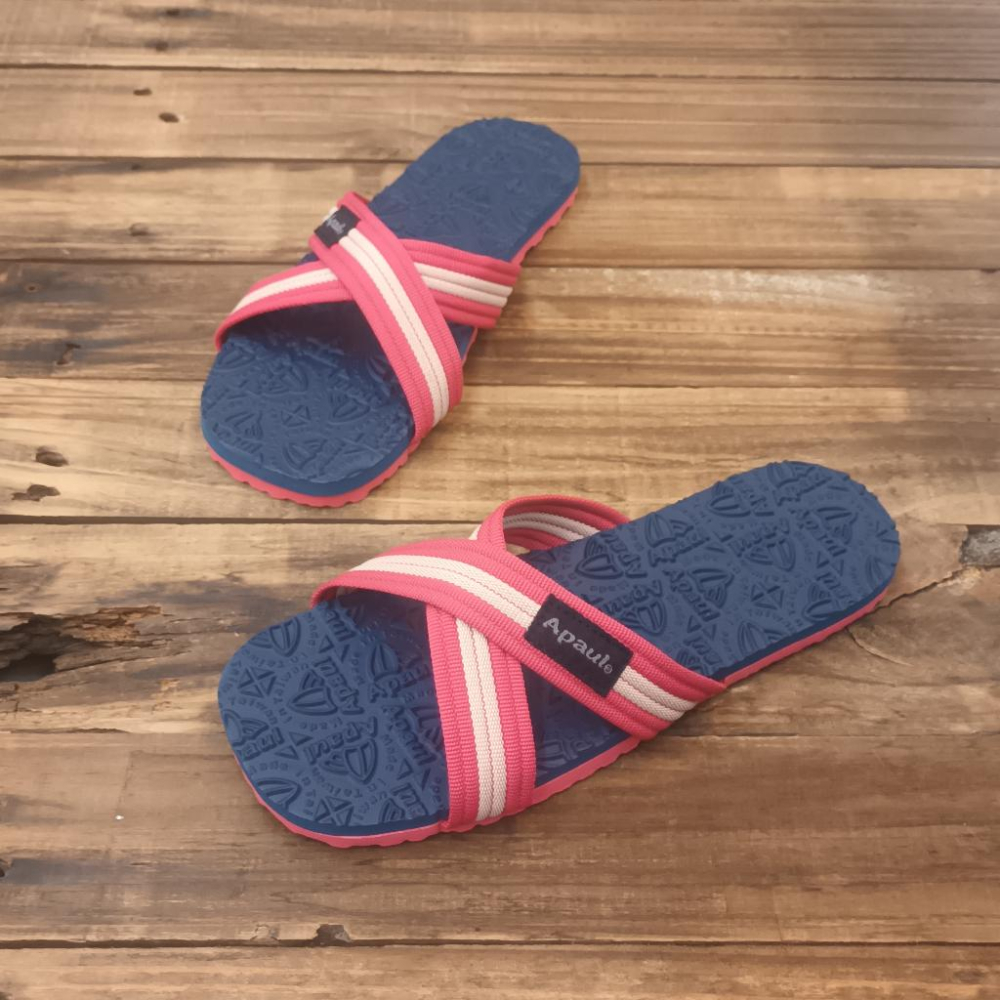 【APAUL雅鉑】22305 四色-經典交叉拖鞋 雅鉑紋交叉拖 橡膠拖鞋-細節圖2