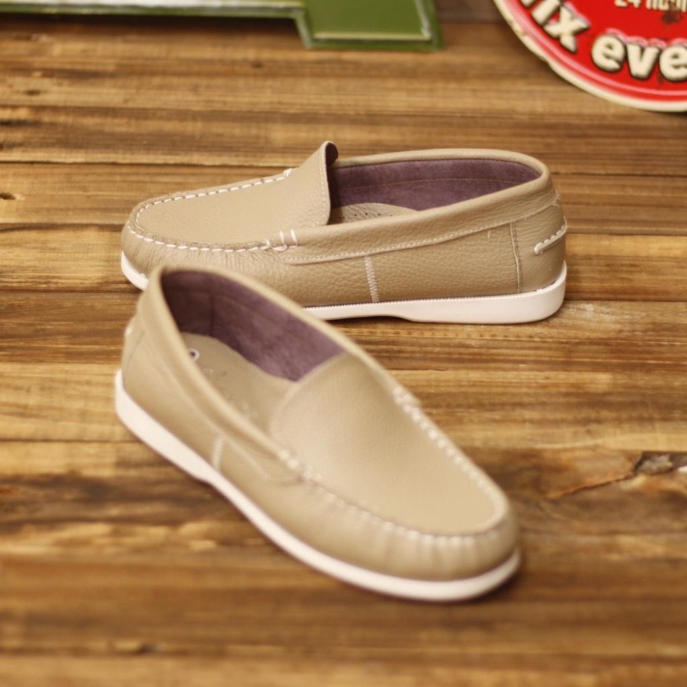 【雅鉑手作】 72201 奶茶色 牛皮休閒鞋  縫線平底鞋 帆船鞋  下單訂製鞋-細節圖4