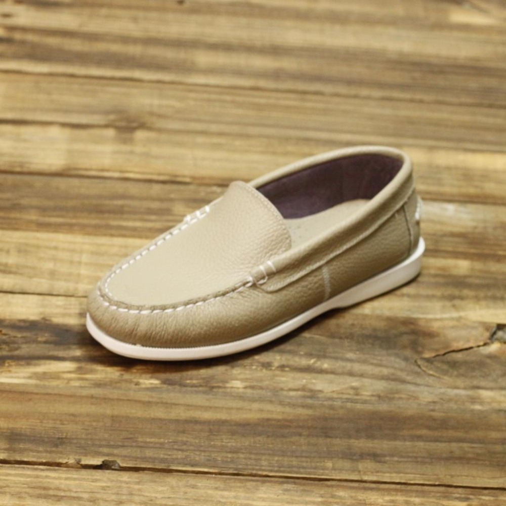 【雅鉑手作】 72201 奶茶色 牛皮休閒鞋  縫線平底鞋 帆船鞋  下單訂製鞋-細節圖5
