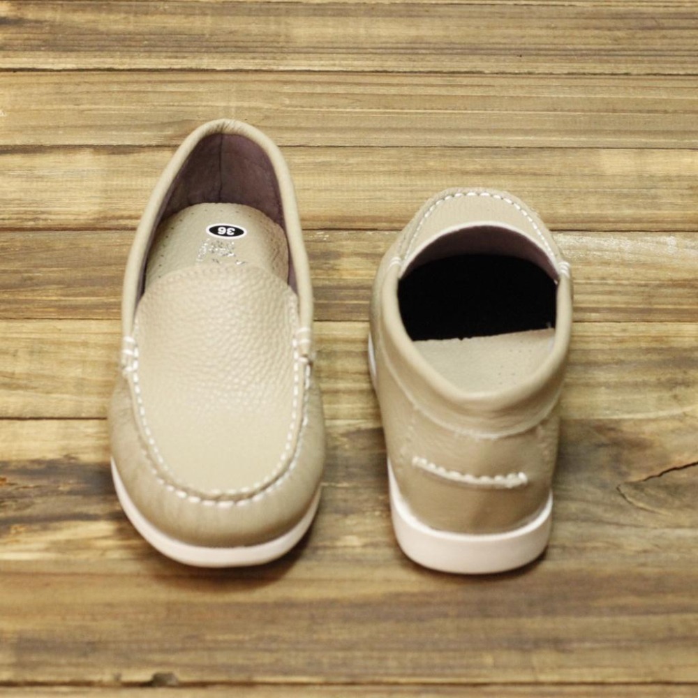 【雅鉑手作】 72201 奶茶色 牛皮休閒鞋  縫線平底鞋 帆船鞋  下單訂製鞋-細節圖8