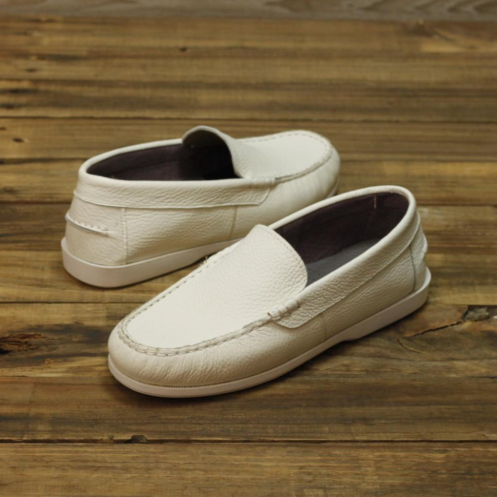【雅鉑手作】72201白色 真皮休閒鞋  縫線平底鞋 學生鞋 護士鞋 帆船鞋 橡膠止滑底-細節圖6