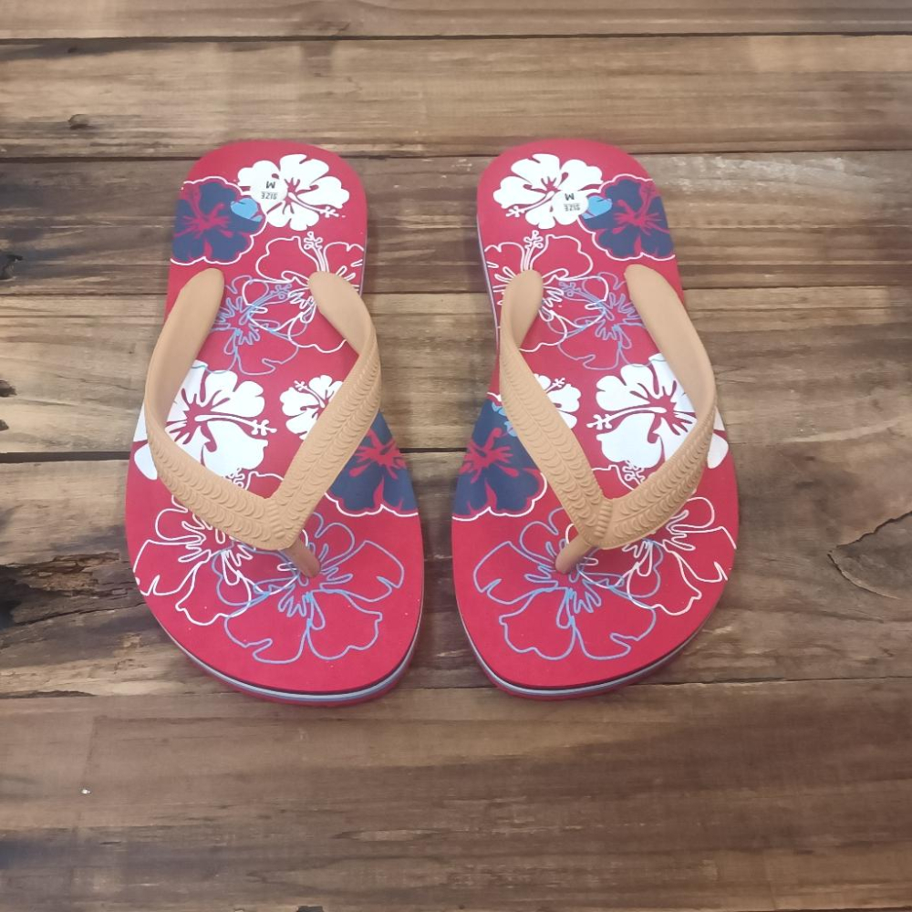 【APAUL 雅鉑】30613 紅 扶桑花人字拖鞋 橡膠夾腳拖鞋-細節圖2