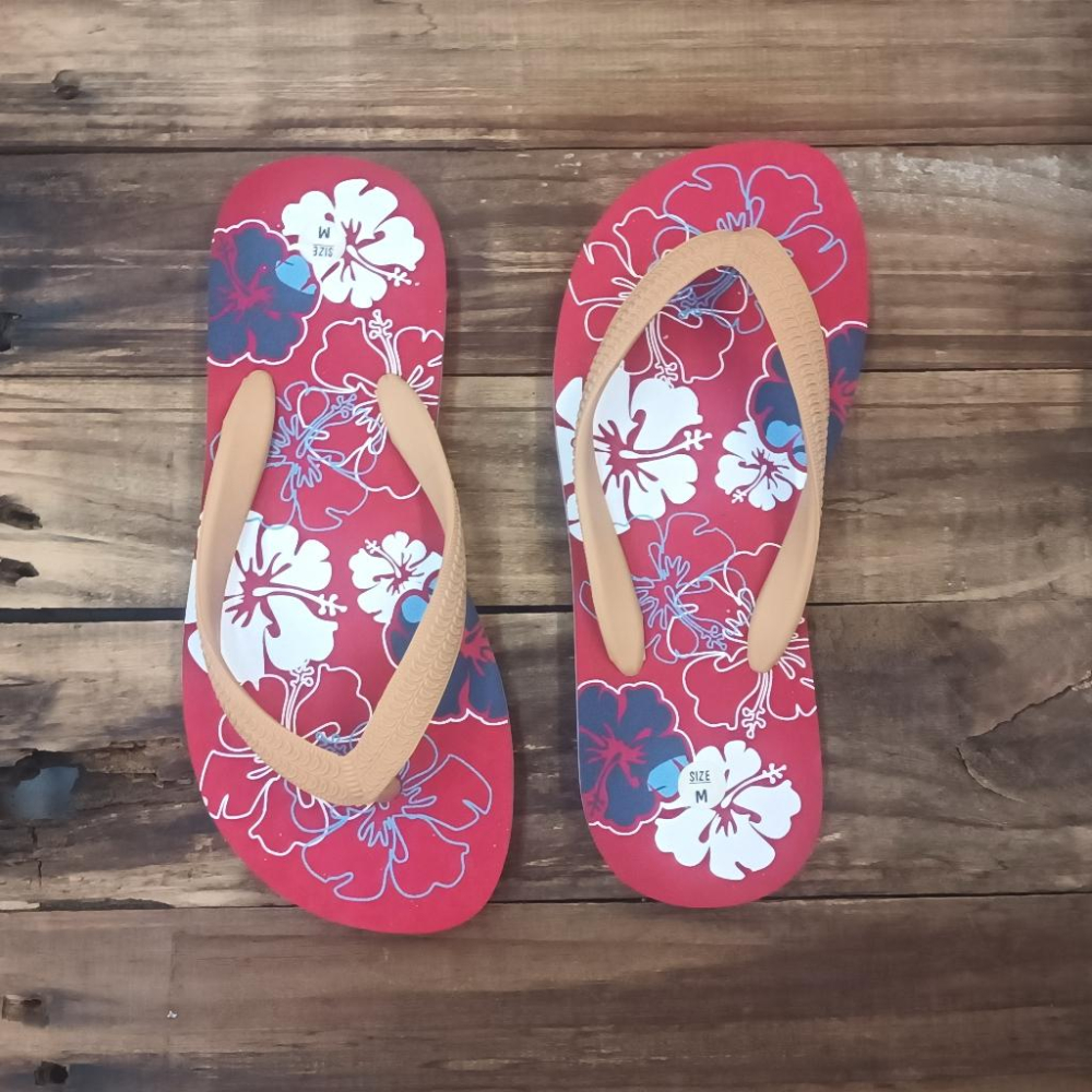 【APAUL 雅鉑】30613 紅 扶桑花人字拖鞋 橡膠夾腳拖鞋-細節圖3