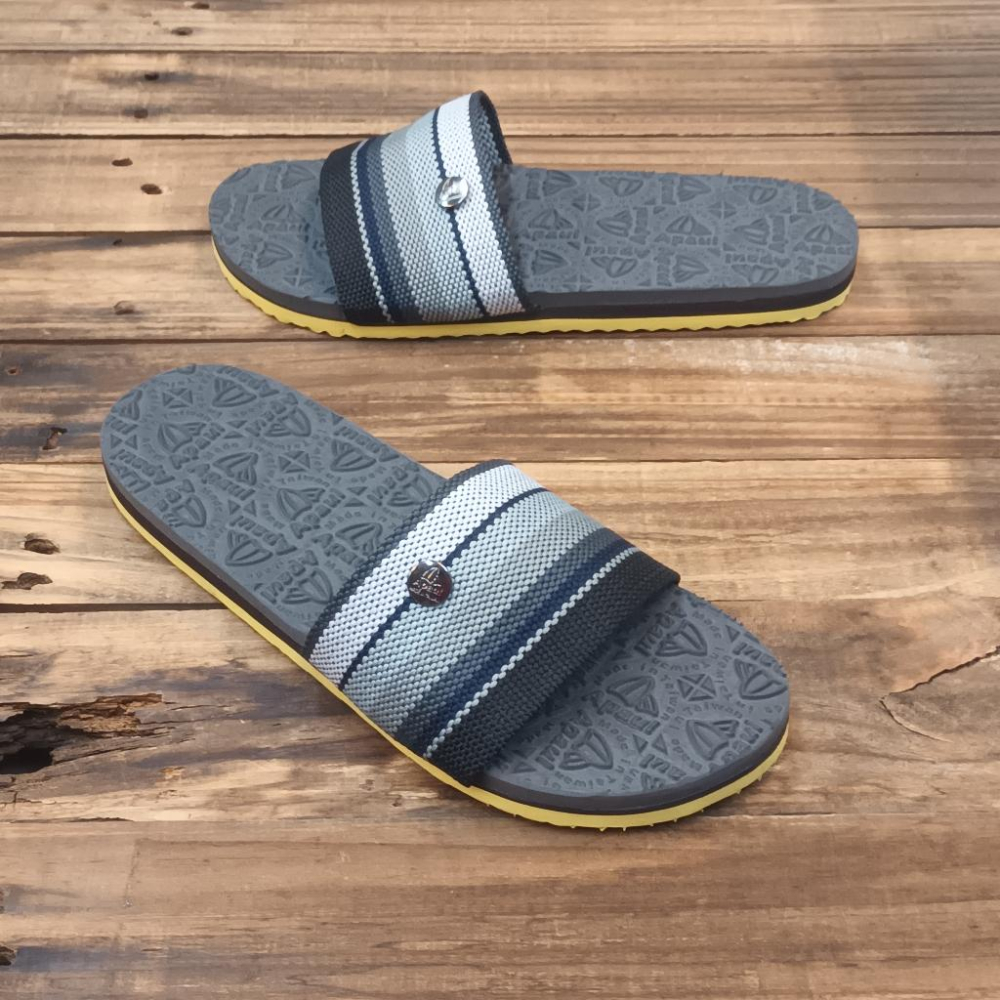 【APAUL雅鉑】12302-1黑/灰 運動風拖鞋 條紋一字拖鞋 橡膠止滑拖鞋-細節圖2