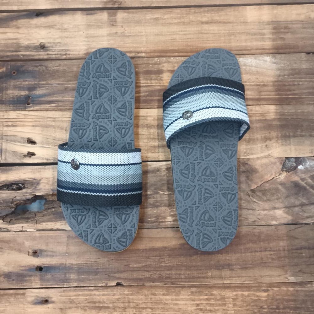 【APAUL雅鉑】12302-1黑/灰 運動風拖鞋 條紋一字拖鞋 橡膠止滑拖鞋-細節圖3