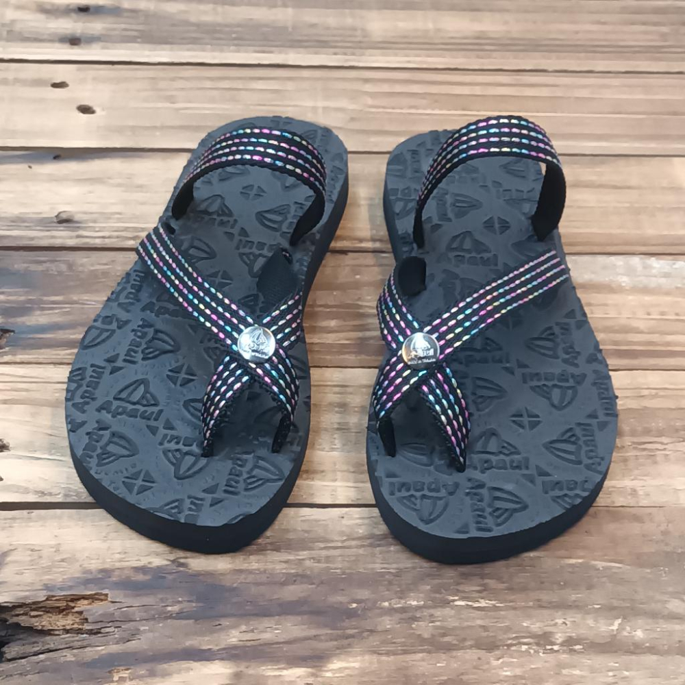 【APAUL雅鉑品牌鞋】52301-2黑色亮彩涼拖鞋 手作涼拖鞋 經典涼拖鞋 限定男女款涼拖鞋-細節圖2