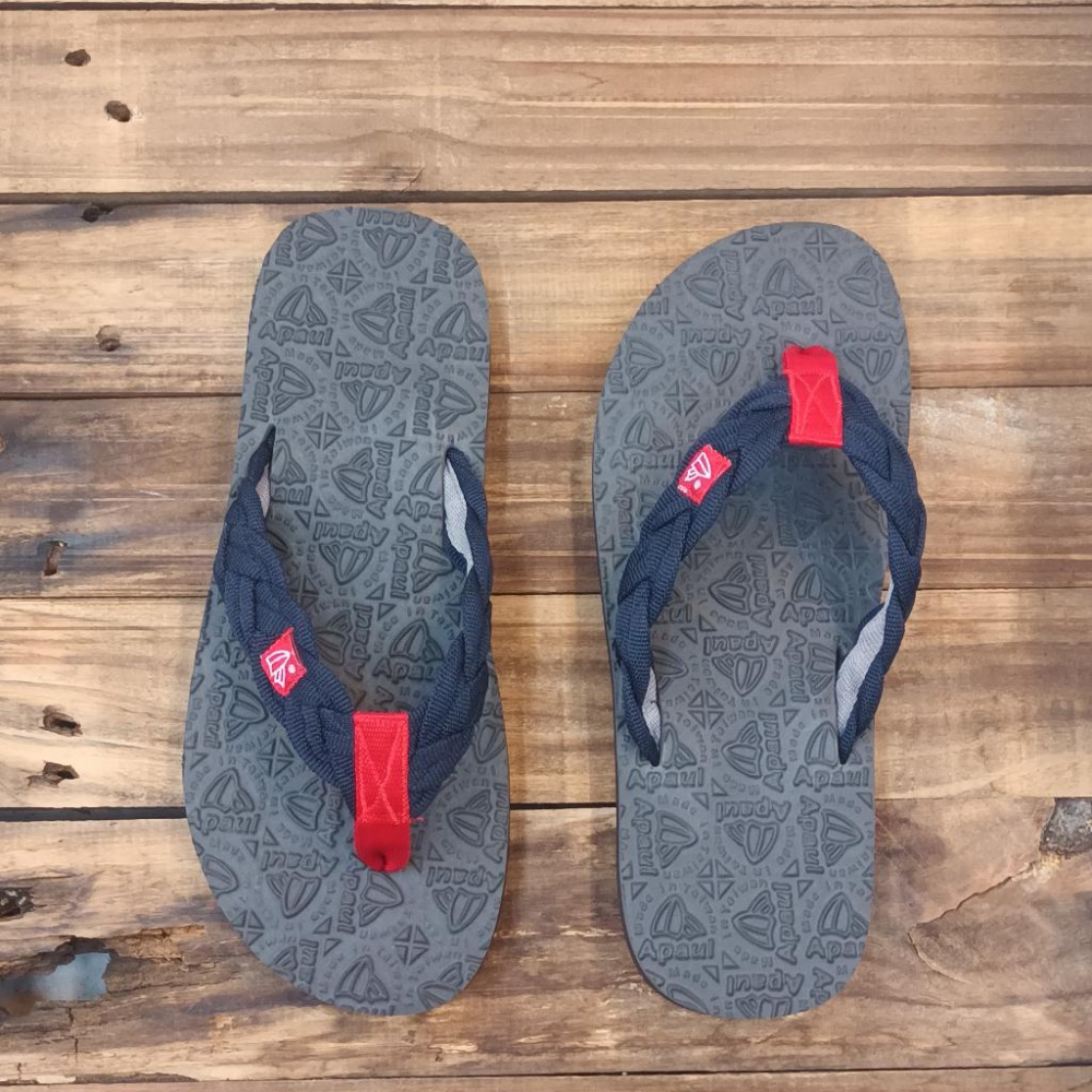 【APAUL雅鉑】32317-2  藍/深灰 編織風寬版拖鞋 美式風格夾腳拖-細節圖4