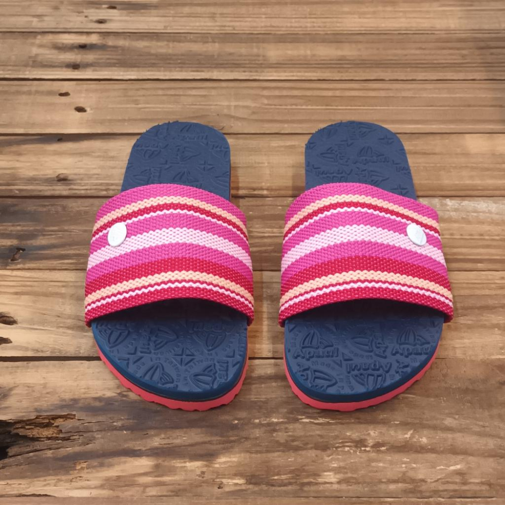 【APAUL雅鉑】12302-4-紅藍 運動風拖鞋 條紋一字拖鞋 天然橡膠拖鞋-細節圖2