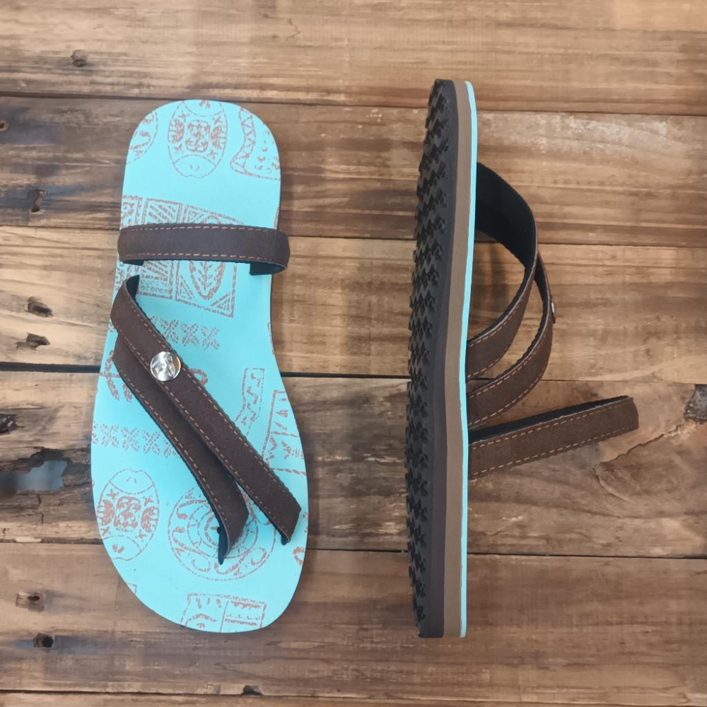 【APAUL雅鉑】 52305-2 咖/藍圖騰 多色涼拖鞋 手作涼拖鞋 經典涼拖鞋 限定男女款涼拖鞋-細節圖3