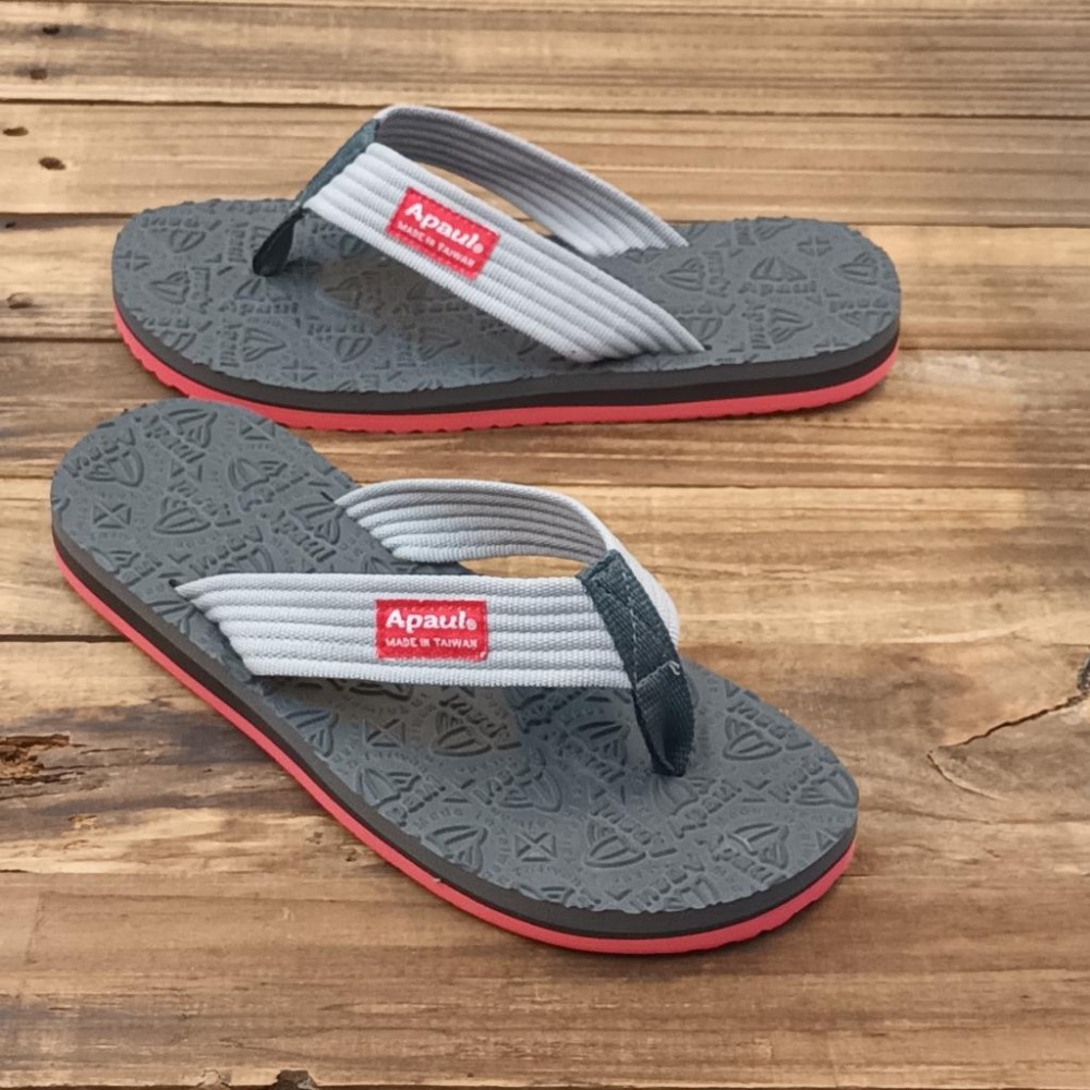 【APAUL 雅鉑】32308 灰配紅底 雅鉑紋路夾腳拖-細節圖2