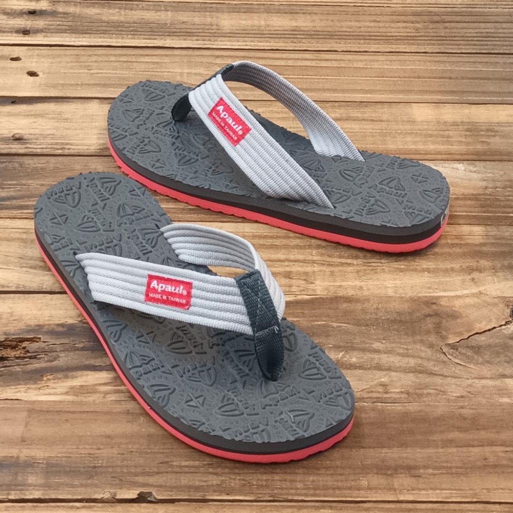 【APAUL 雅鉑】32308 灰配紅底 雅鉑紋路夾腳拖-細節圖4
