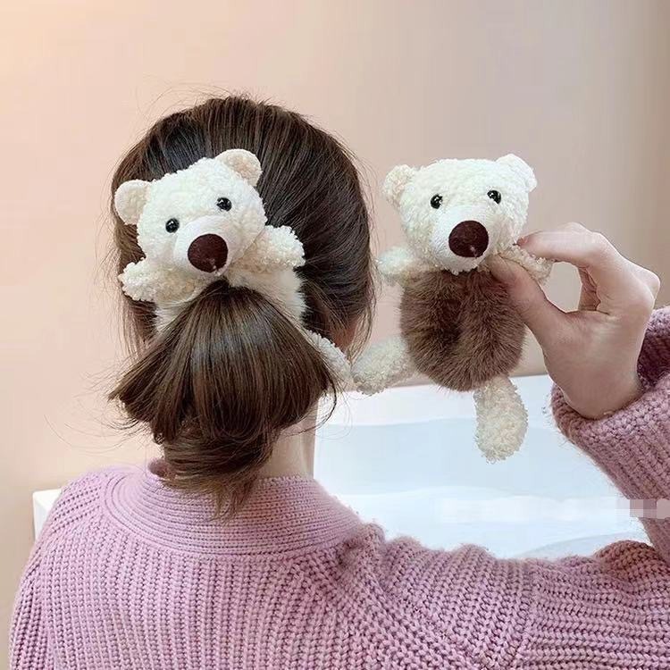 發票+台灣現貨天天寄【粉紅菲菲】可愛熊抱髮飾小熊髮圈簡約氣質紮頭髮皮筋網紅馬尾皮套ins大腸圈（A176）38-0120-細節圖3