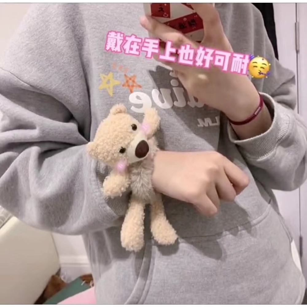 發票+台灣現貨天天寄【粉紅菲菲】可愛熊抱髮飾小熊髮圈簡約氣質紮頭髮皮筋網紅馬尾皮套ins大腸圈（A176）38-0120-細節圖5