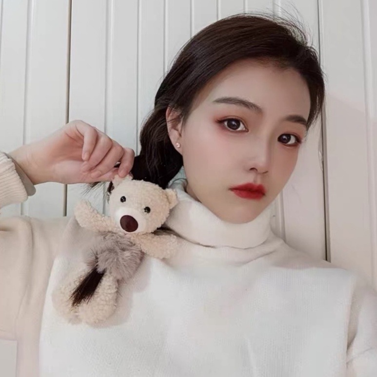 發票+台灣現貨天天寄【粉紅菲菲】可愛熊抱髮飾小熊髮圈簡約氣質紮頭髮皮筋網紅馬尾皮套ins大腸圈（A176）38-0120-細節圖7