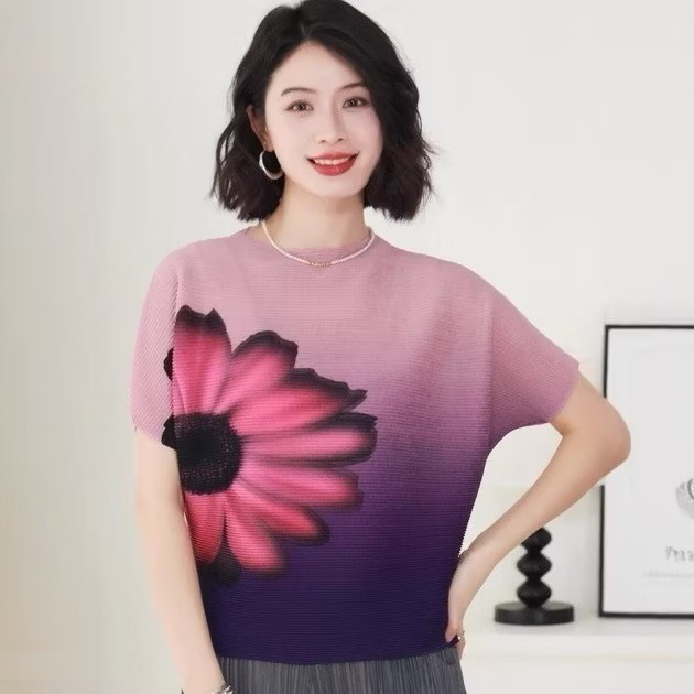 【2025年新款】漸層小米格印花-太陽花蝙蝠袖 腰部顯瘦-規格圖1