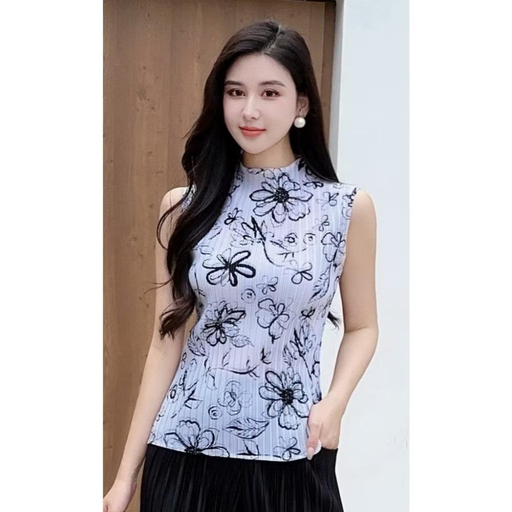 【2025年新款】三宅褶皺 修身立領印花背心-規格圖4