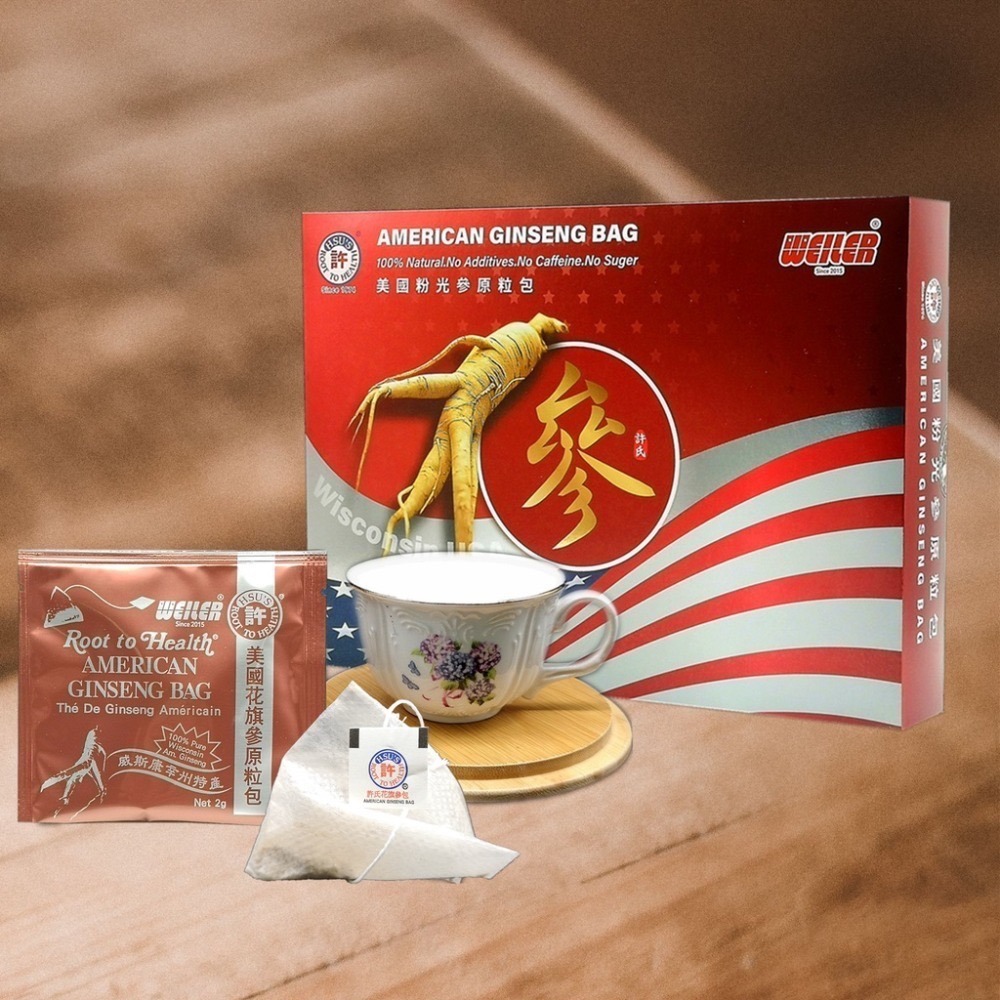💢美國許氏花旗參（花旗蔘）粉光參原粒茶包-西洋蔘茶包-人蔘茶包（22包入）-規格圖4