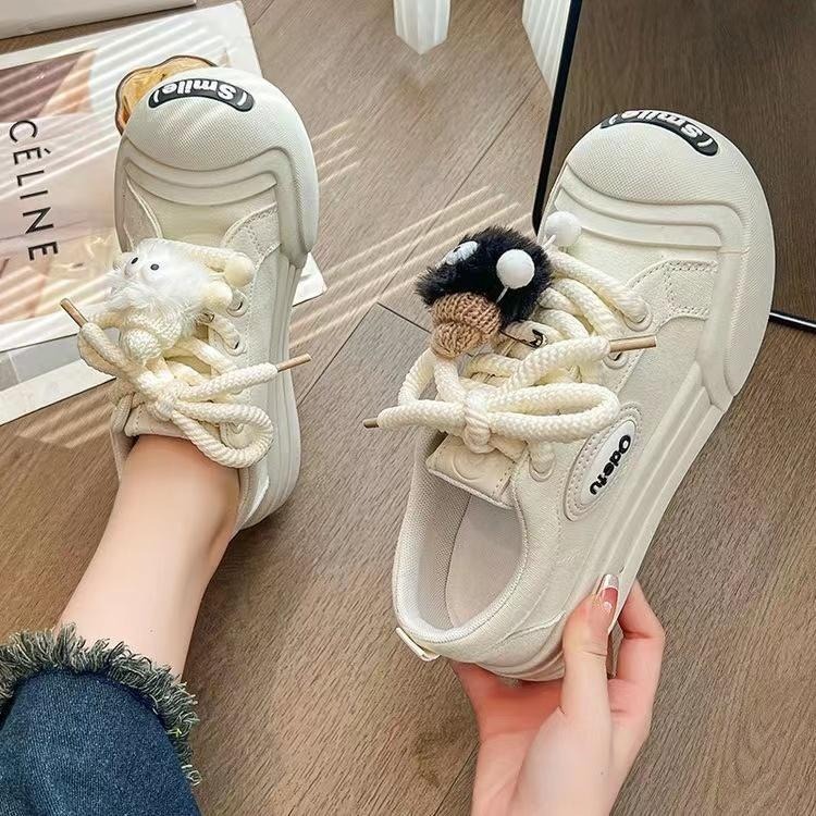 TATA【現貨➕預購】2024春季爆款可愛醜萌大頭鞋 圓頭休閒鞋 小黑炭運動鞋  增高 包鞋 半拖鞋 懶人鞋-細節圖3