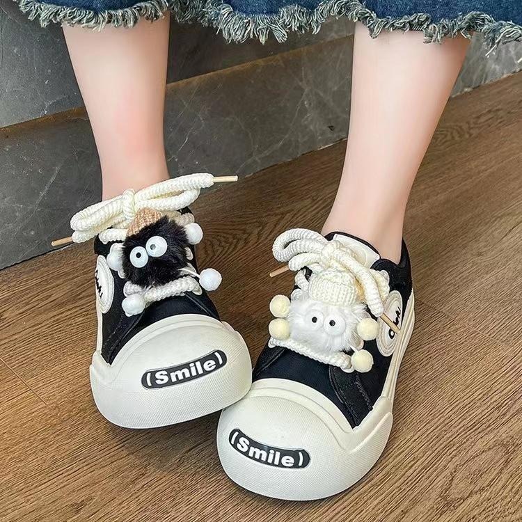 TATA【現貨➕預購】2024春季爆款可愛醜萌大頭鞋 圓頭休閒鞋 小黑炭運動鞋  增高 包鞋 半拖鞋 懶人鞋-細節圖4