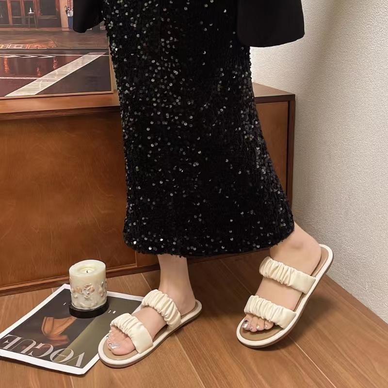 TATA【現貨➕預購】仙女風夏外穿平底沙灘拖 軟底拖鞋 雲朵拖鞋 涼拖鞋 懶人拖鞋-細節圖2