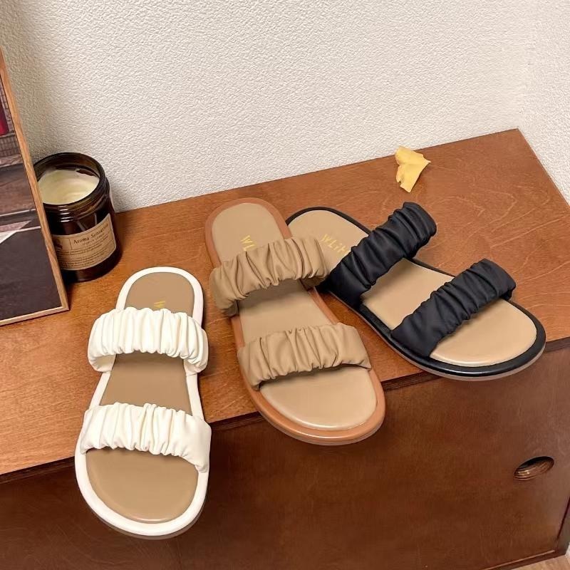 TATA【現貨➕預購】仙女風夏外穿平底沙灘拖 軟底拖鞋 雲朵拖鞋 涼拖鞋 懶人拖鞋-細節圖4