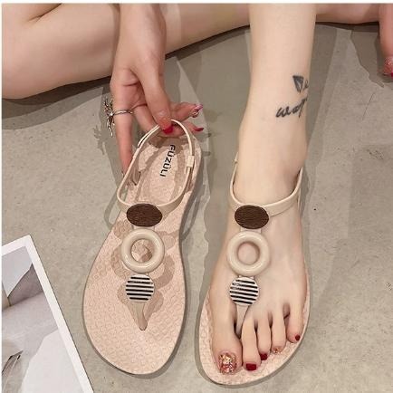 TATA【現貨➕預購】全防水防水涼鞋 雨天防水夾腳平底涼鞋 晴雨 兩穿涼鞋-細節圖4