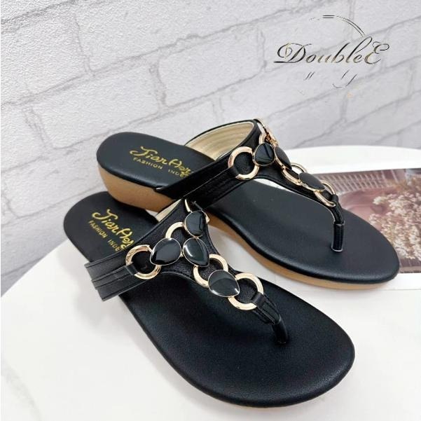 TATA【現貨➕預購】MITHJ台灣製造 波希米亞風貓眼夾腳拖鞋 小坡跟軟底止滑拖鞋 厚底拖鞋-細節圖3