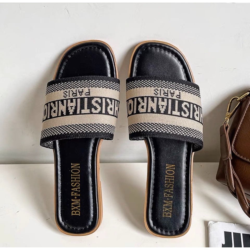 TATA【現貨➕預購】大尺碼⭐️2023年初夏新款 超美仙女風 ins爆款網紅新潮百搭外穿拖鞋 外出一字露趾平底拖-規格圖8