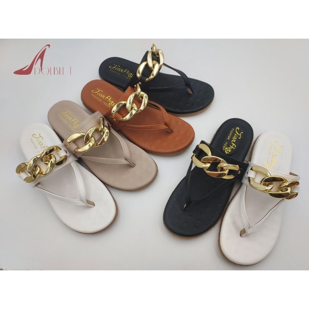 TATA【現貨➕預購】MITHJ台灣製鍊條飾扣夾腳涼拖鞋平底女拖鞋厚乳膠底超好穿好走女生女款-細節圖3