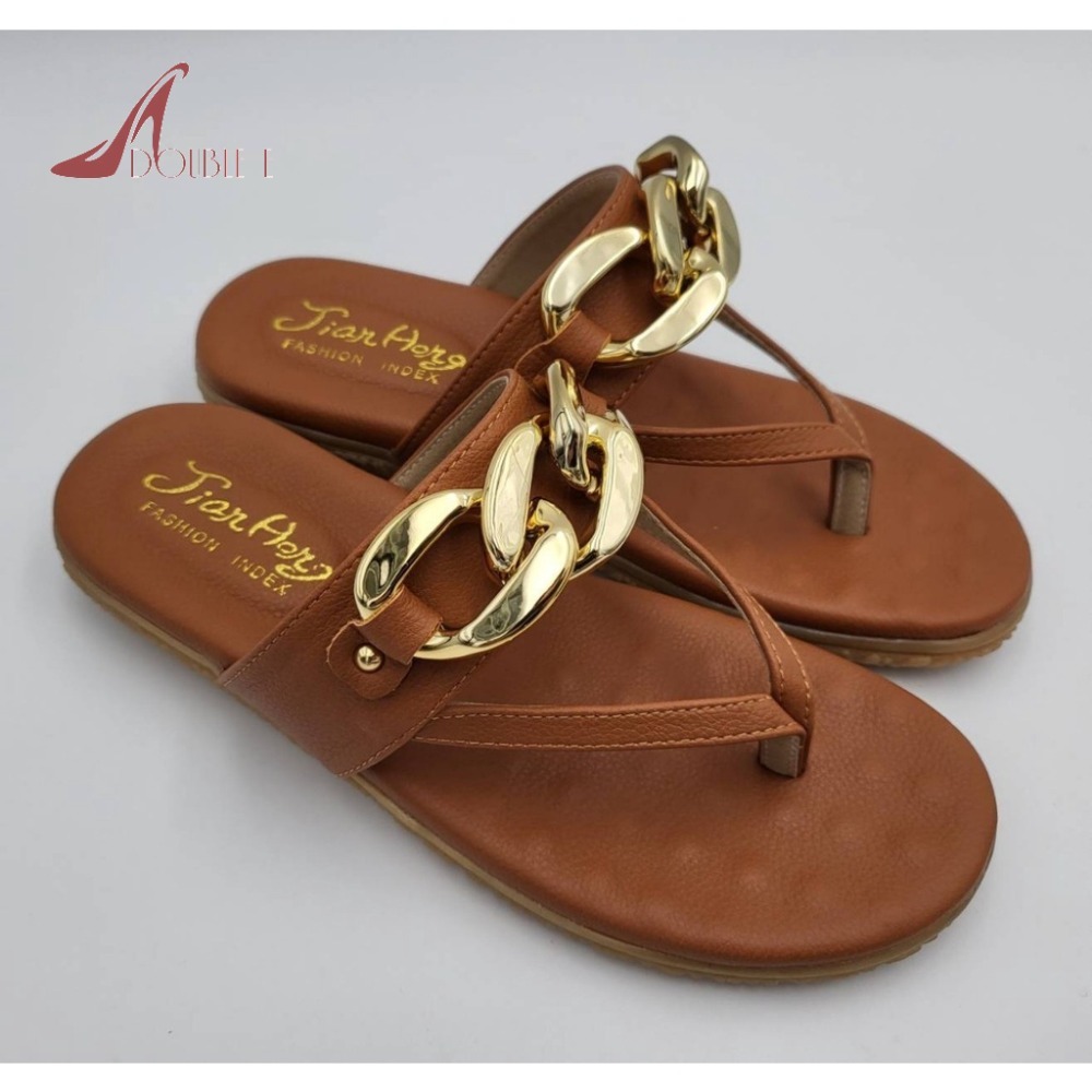 TATA【現貨➕預購】MITHJ台灣製鍊條飾扣夾腳涼拖鞋平底女拖鞋厚乳膠底超好穿好走女生女款-規格圖8