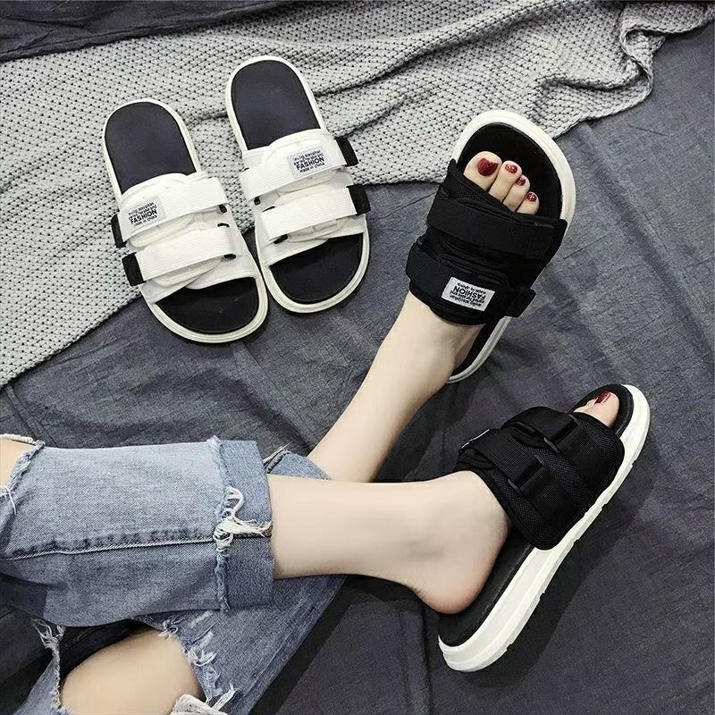 TATA【現貨➕預購】台灣出貨熱賣款兩色平底拖鞋魔鬼氈書是超好穿拖鞋-細節圖2